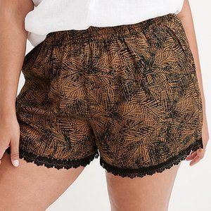 Ryllace Gold & Black Abstract Lace-Trim Zoe Shorts